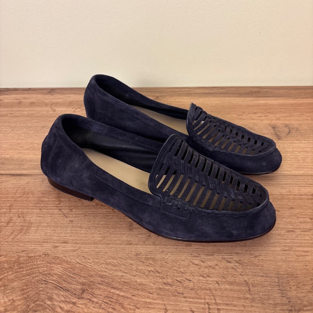 VERONICA BEARD Cutout Suede Loafer Eclipse Navy Blue Women Size 10 Slip On Flats
